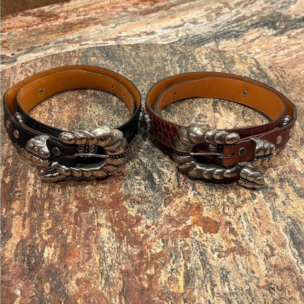Cowhide Western Vintage Steve Blinn Design Alligator Grain Black & Brown belts